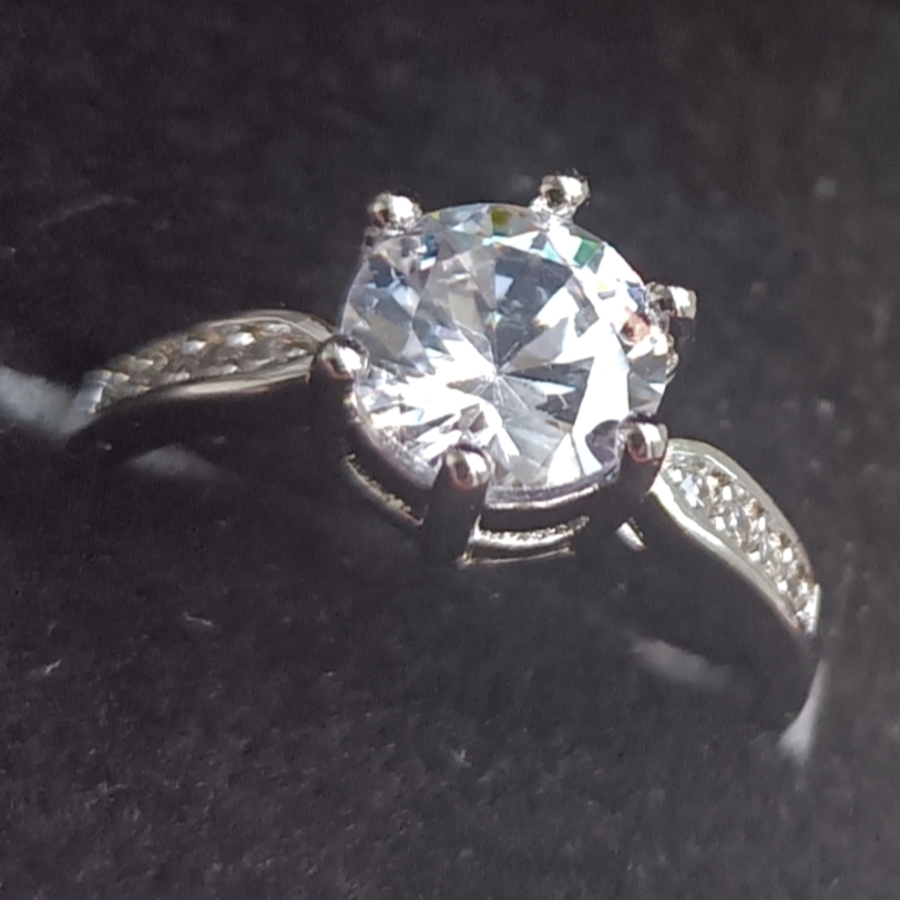 Sterling Silver with Diamond 1.0 CT. Moissanite Wedding Ring, size: Adju…
